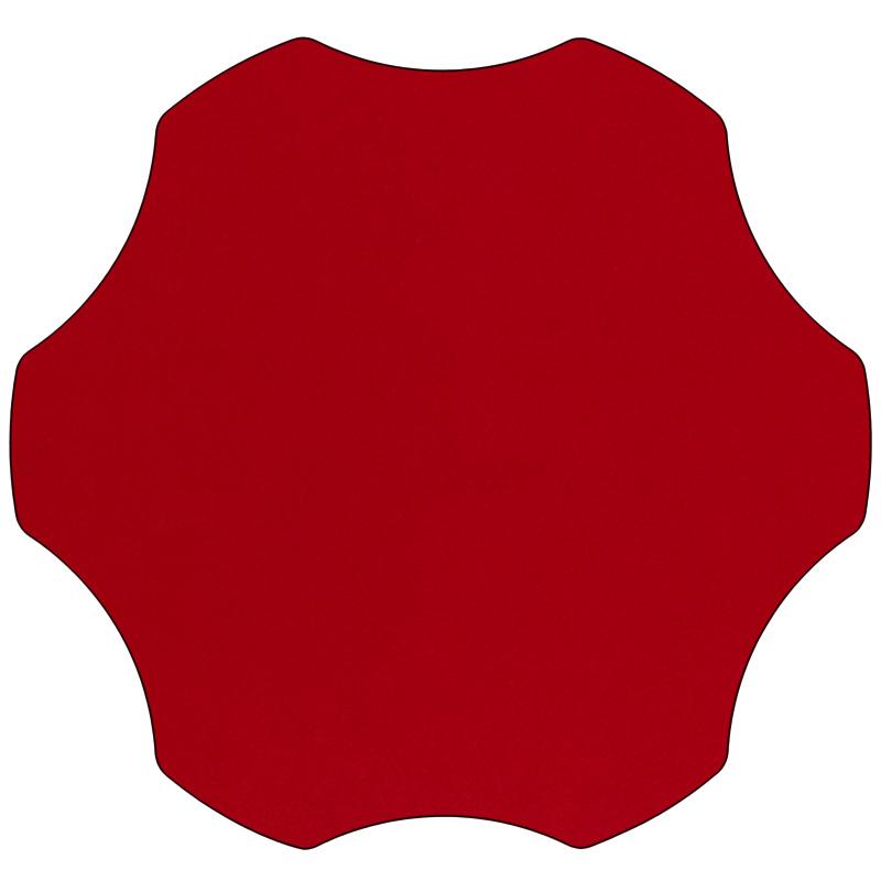 60- Flower Red Thermal Laminate Activity Table - Mobile with Adjustable Short Legs