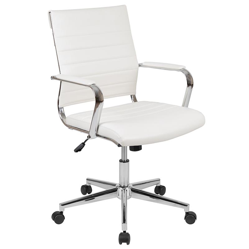 Work From Home Kit - White Adjustable Computer Desk, Leathersoft Office Chair And Side Handle Locking Mobile Filing Cabinet