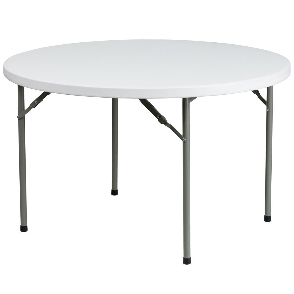 4ft Round Granite White Plastic Folding Table