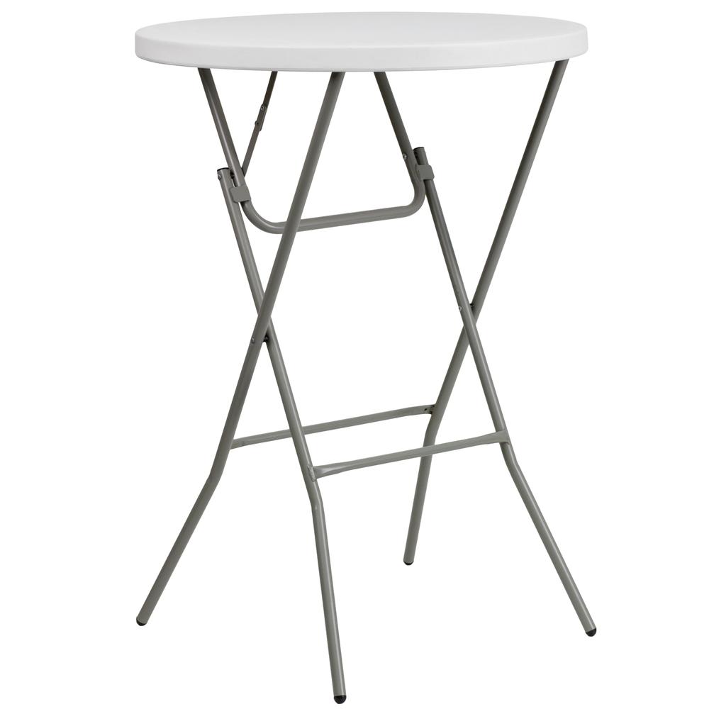 2.6-Foot Round Granite White Bar Height Folding Table