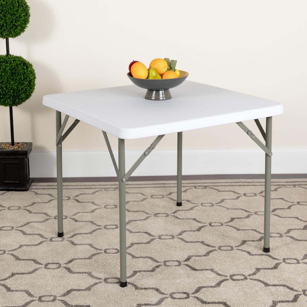 2.85-Foot Square Granite White Plastic Folding Table