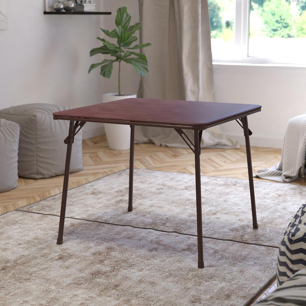Image of Brown Folding Card Table - Lightweight Portable Folding Table With Collapsible Legs