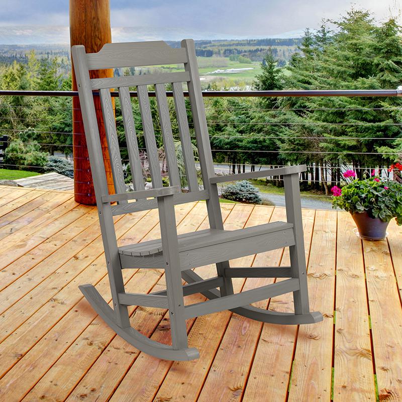 This is the image of Winston All-Weather Rocking Chair - Gray Faux Wood