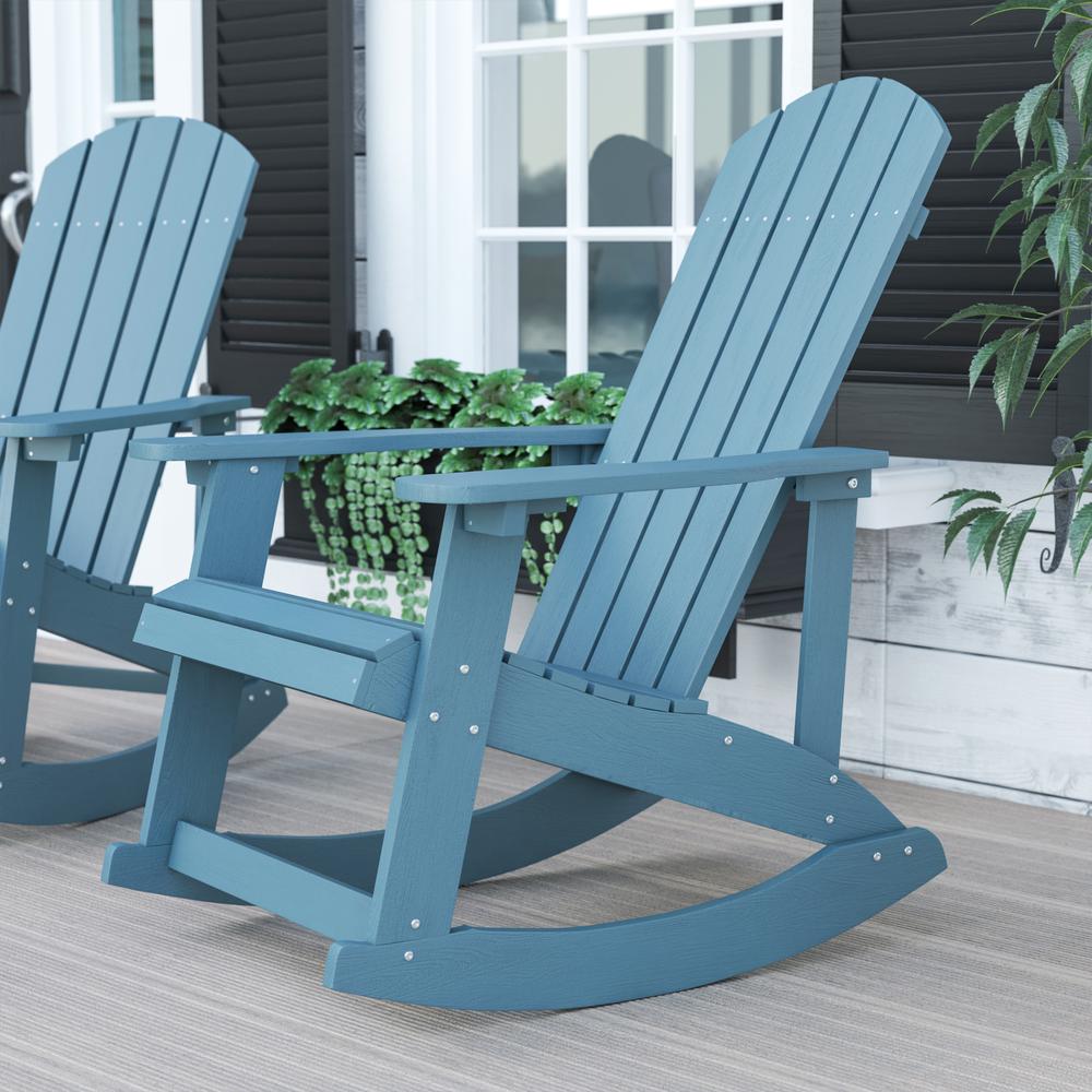 Savannah All-Weather Poly Resin Wood Adirondack Rocking Chair - Sea Foam, with Rust-Resistant Stainless Steel Hardware