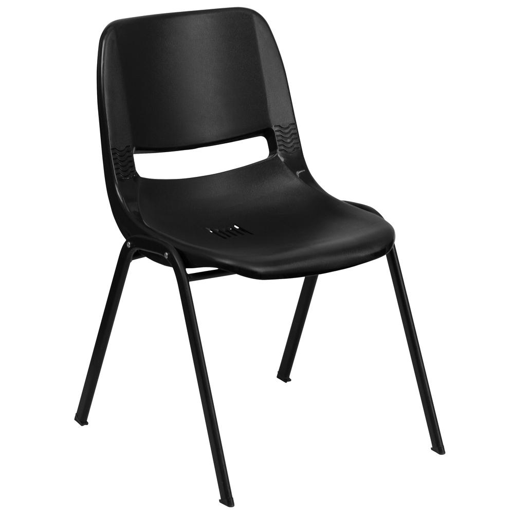 Hercules 440 lb. Capacity Kid's Black Ergonomic Shell Stack Chair, Black Frame, 14" Seat Height