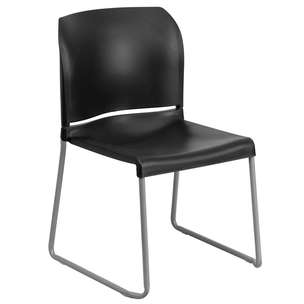 Hercules 880 lb. Capacity Black Stack Chair with Gray Sled Base