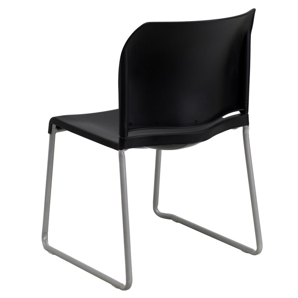 Hercules 880 lb. Capacity Black Stack Chair with Gray Sled Base