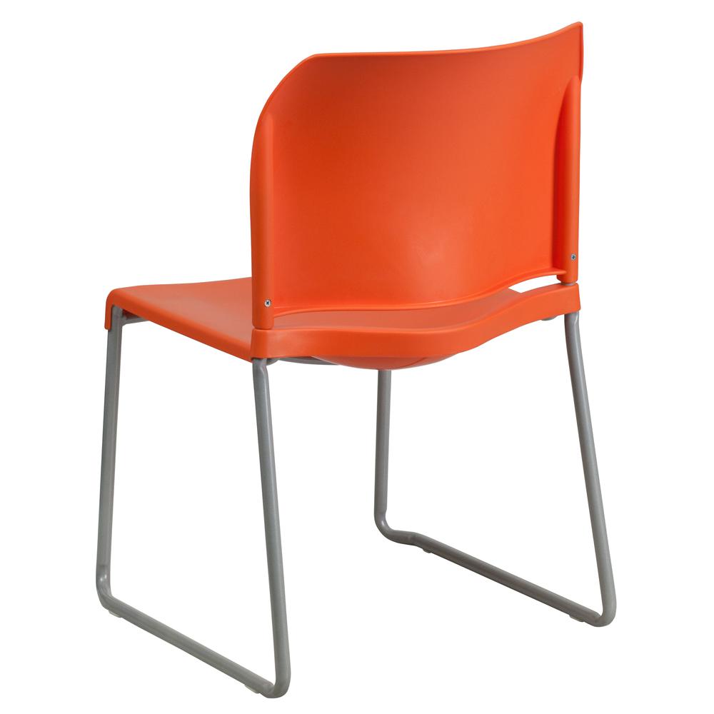 Hercules 880 lb. Capacity Orange Full Back Stack Chair with Gray Sled Base