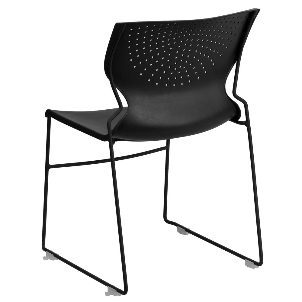 Hercules 661 lb. Capacity Black Full Back Stack Chair with Powder Coated Frame