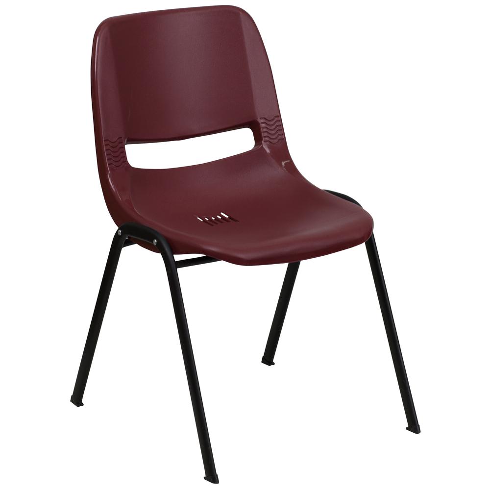 Hercules 880 lb. Capacity Stack Chair - Burgundy Shell, Black Frame