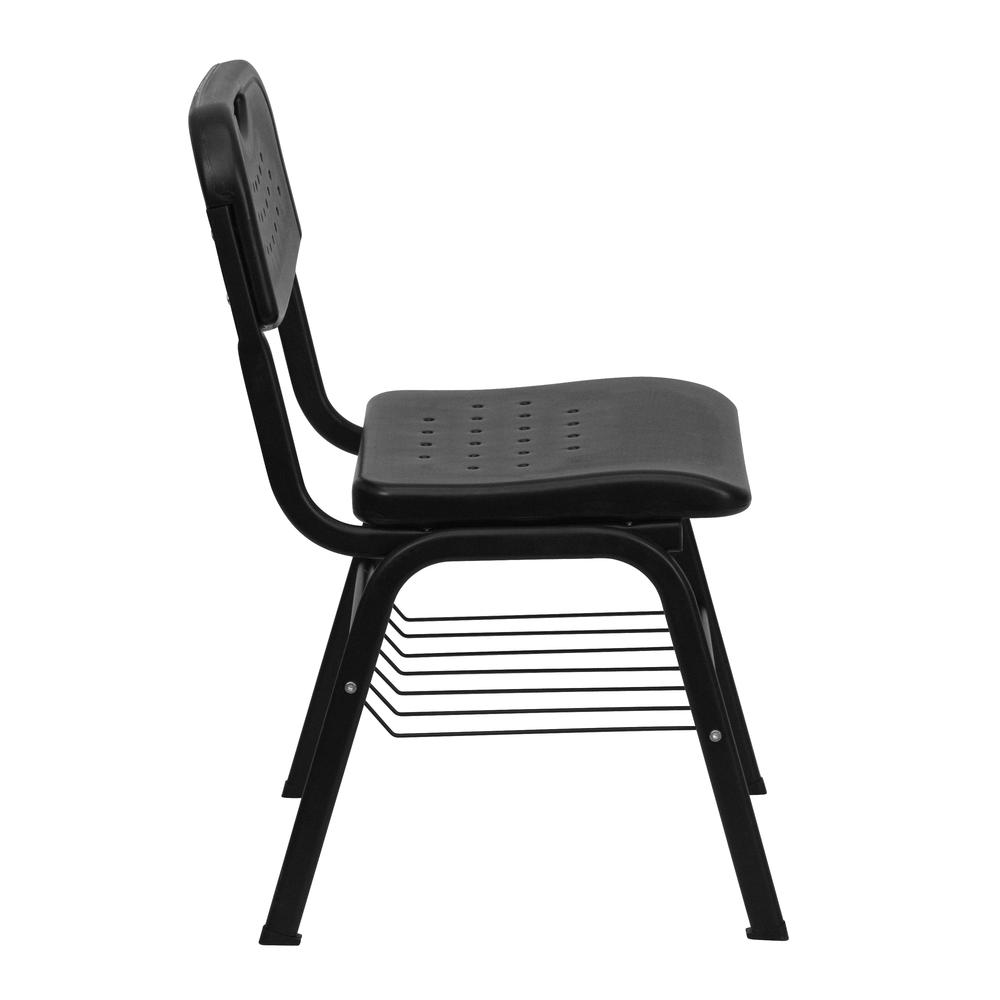 Hercules 880 lb. Capacity Plastic Chair with Black Frame and Book Basket