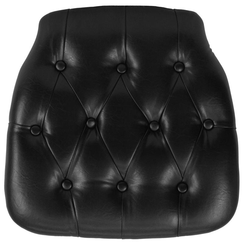 Black Tufted Vinyl Chiavari Chair Cushion