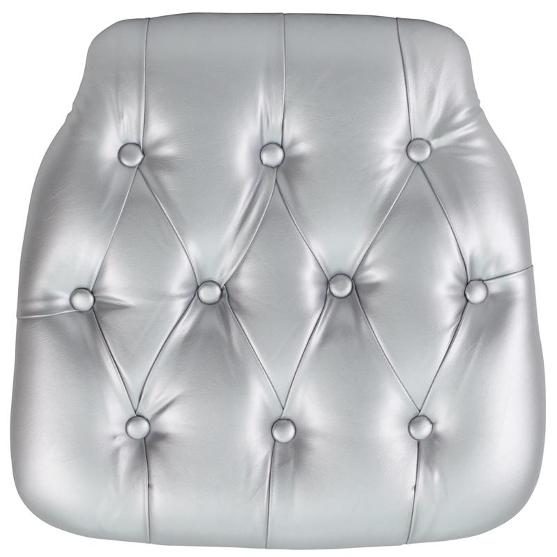 Silver Tufted Vinyl Chiavari Chair Cushion