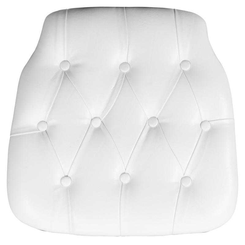 White Tufted Vinyl Chiavari Chair Cushion