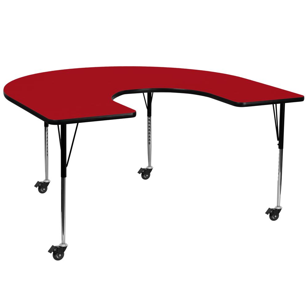 Red Thermal Laminate Activity Table - Standard Height Adjustable Legs (60-W x 66-L)