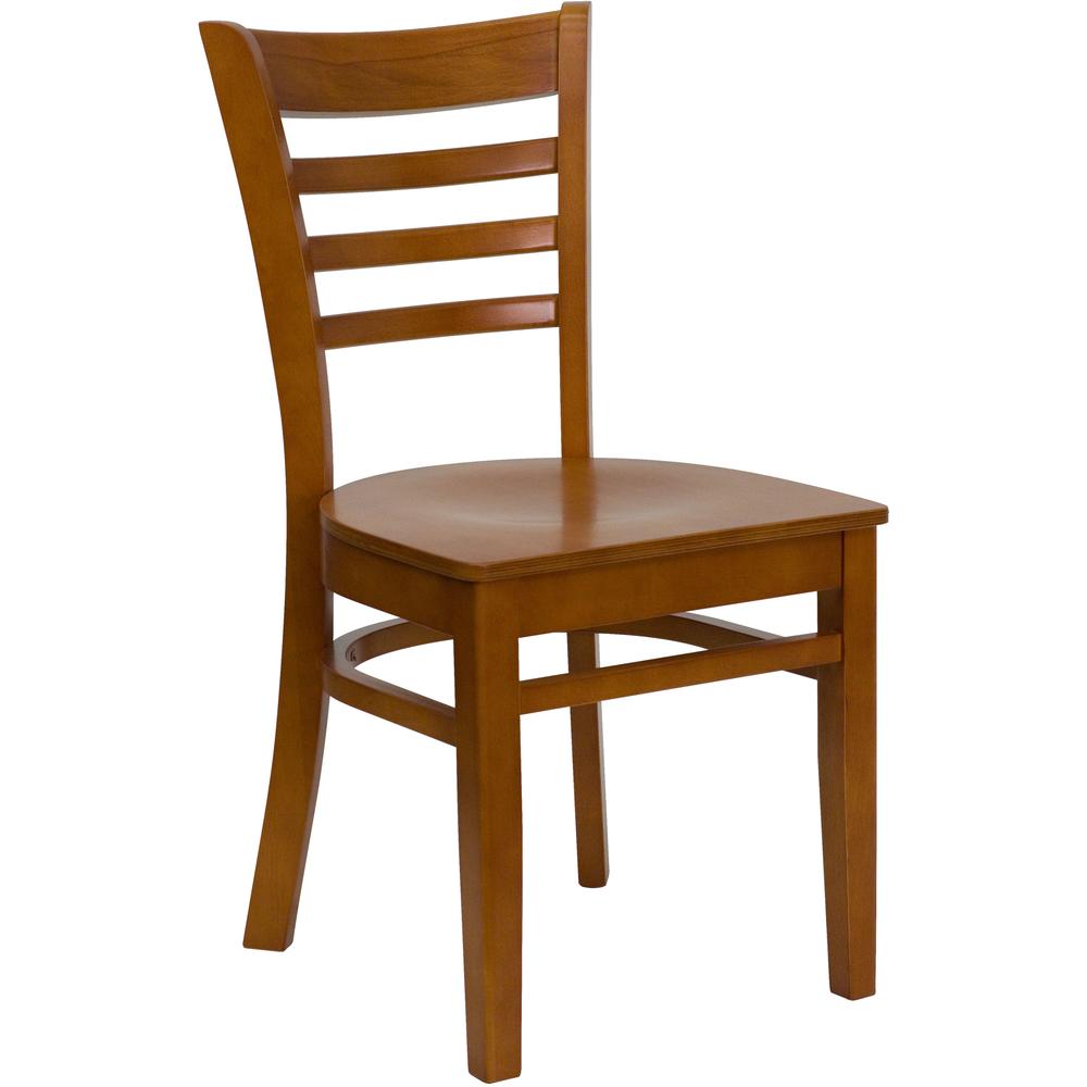Image of Hercules Series Ladder Back Cherry Wood Restaurant Chair