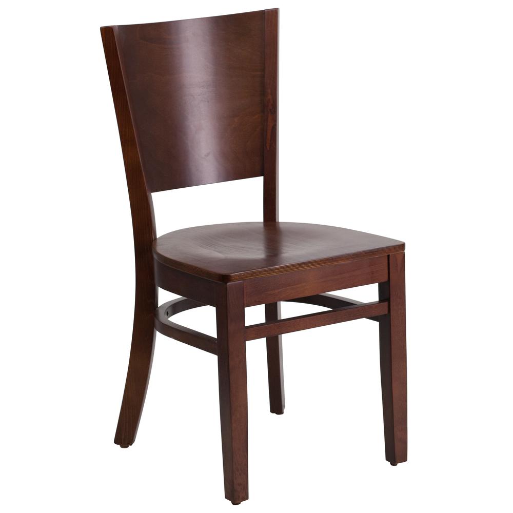 Lacey Series Solid Back Walnut Wood Restaurant Chair