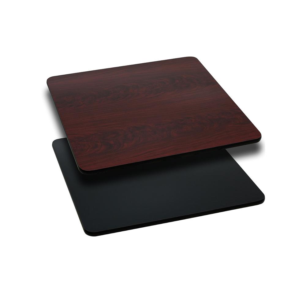 24" Square Table Top - Black/Mahogany Reversible Laminate
