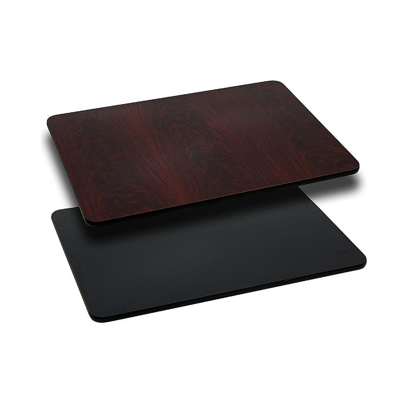 24- x 42- Rectangular Table Top - Black/Mahogany Reversible Laminate