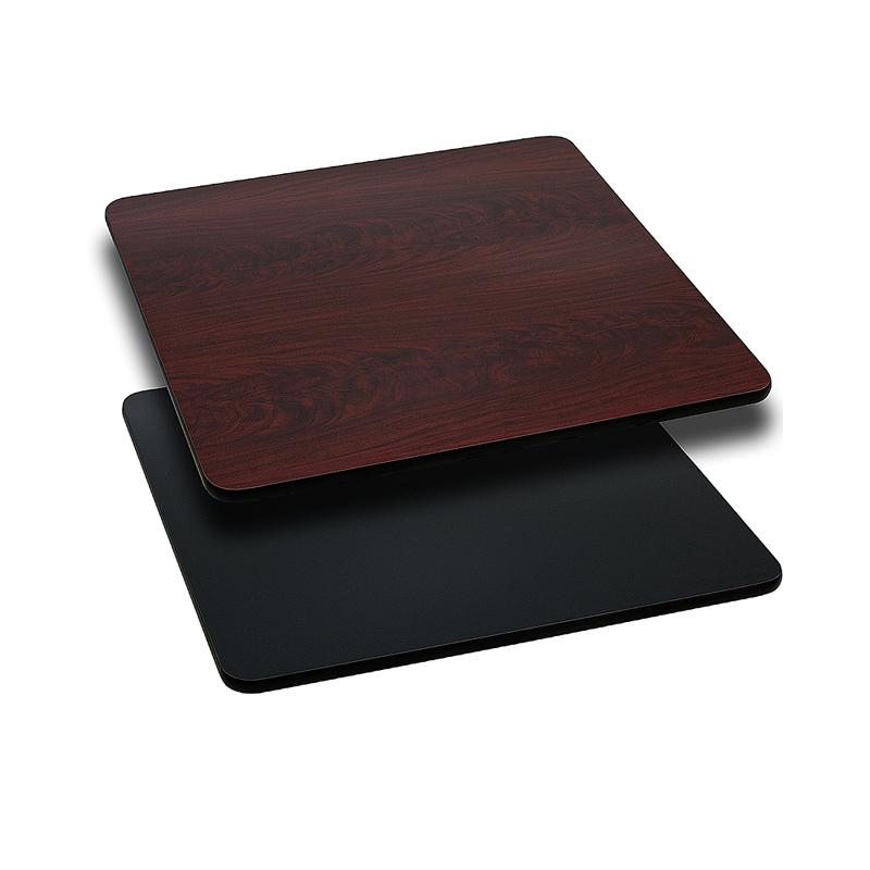 30- Square Table Top - Black/Mahogany Reversible Laminate