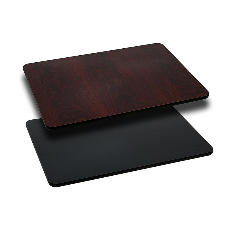 30- x 48- Rectangular Table Top - Black/Mahogany Reversible Laminate