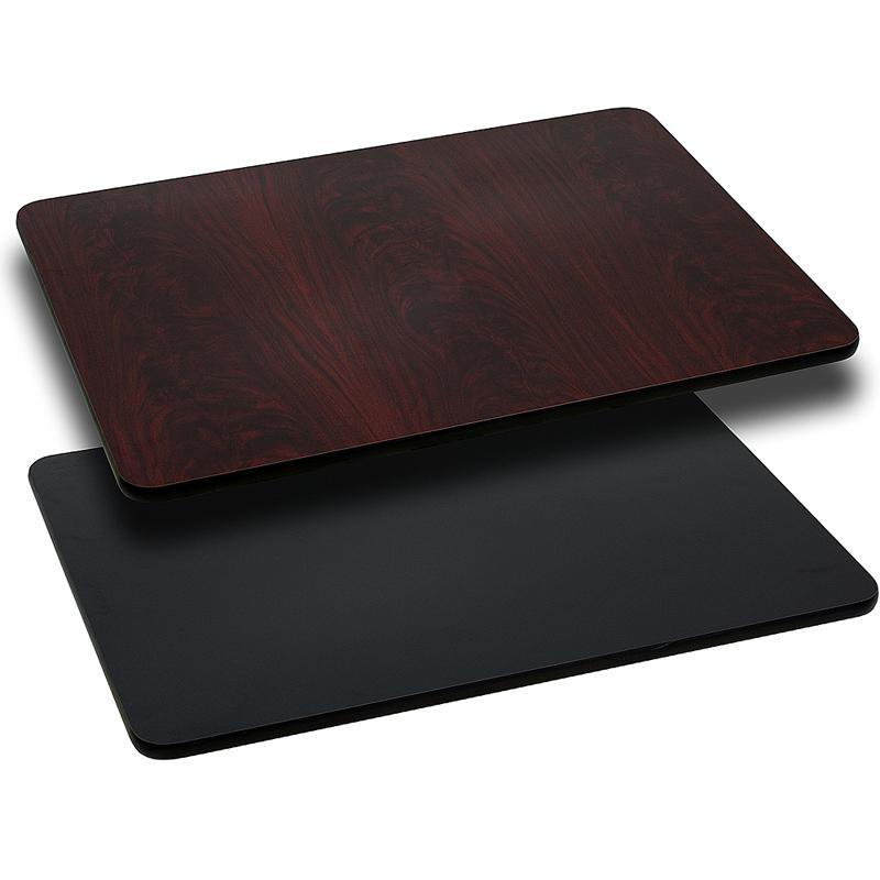 30- x 60- Rectangular Table Top - Black/Mahogany Reversible Laminate