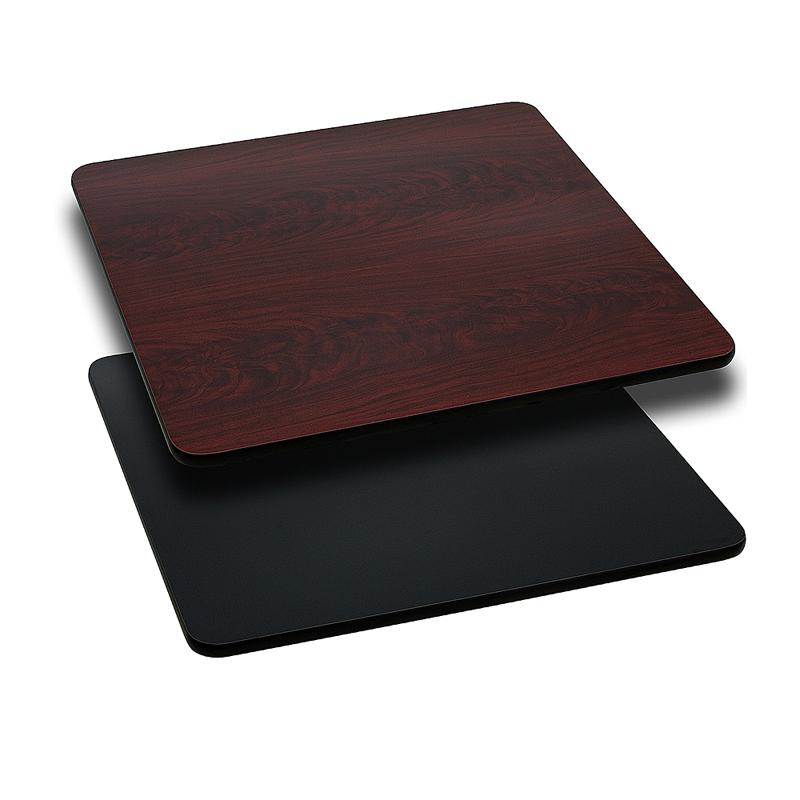 36- Square Table Top - Black/Mahogany Reversible Laminate