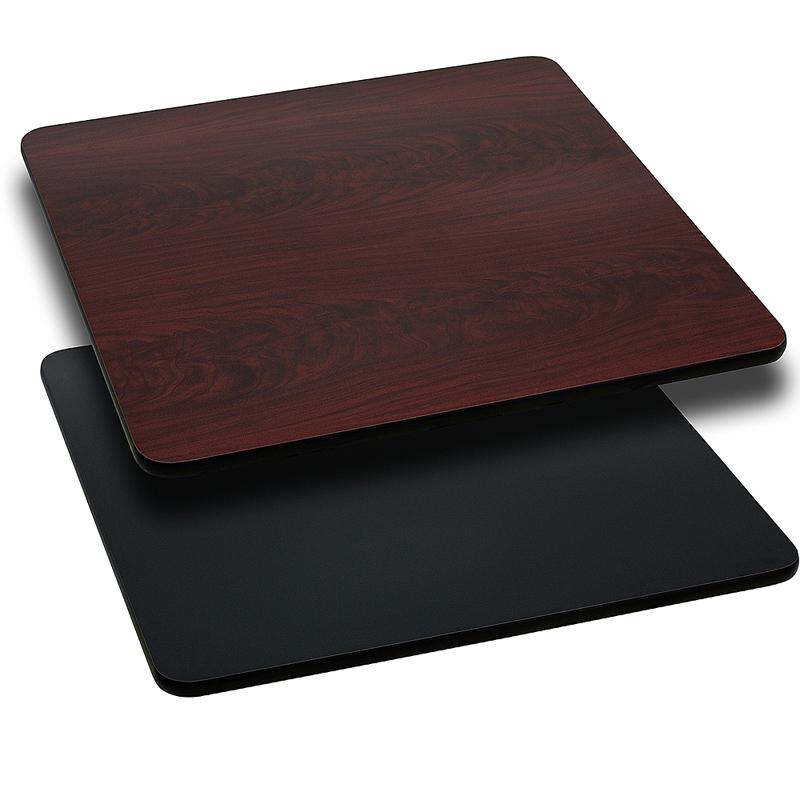 42- Square Table Top - Reversible Laminate (Black/Mahogany)