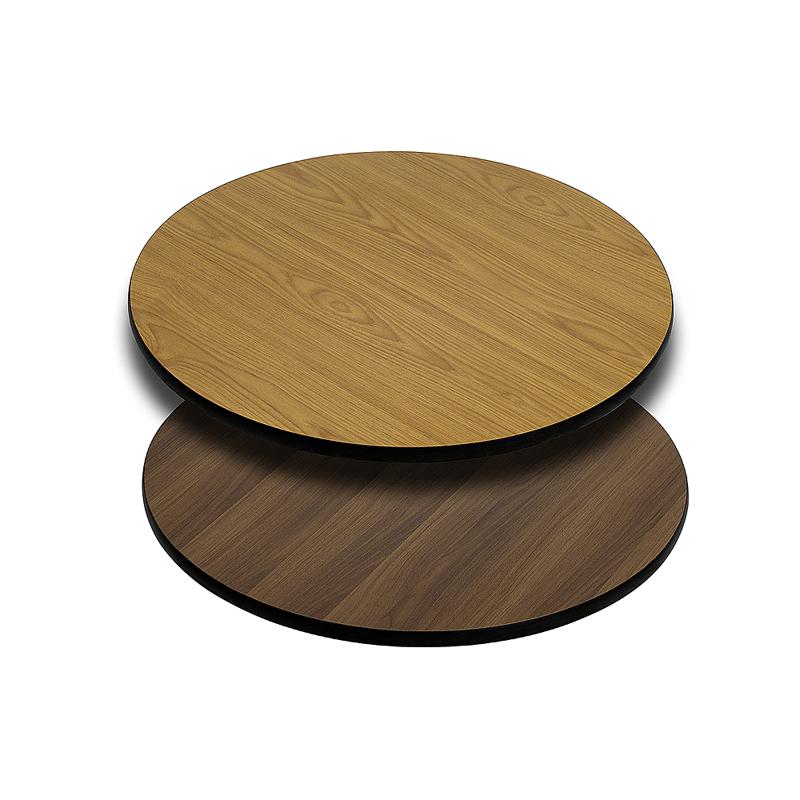 24- Round Table Top - Natural/Walnut Reversible Laminate