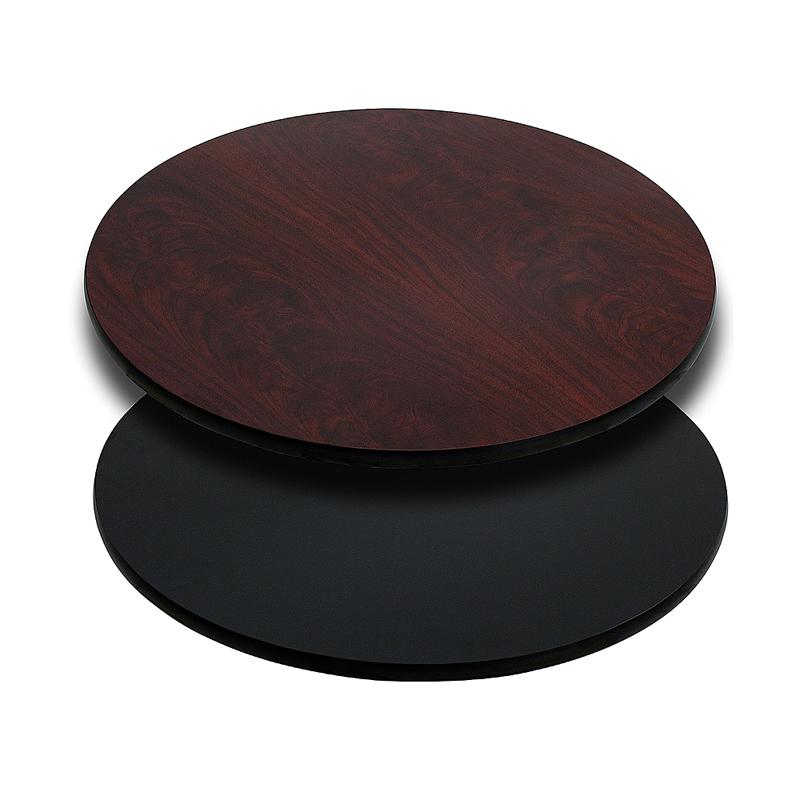 30- Round Table Top - Black/Mahogany Reversible Laminate