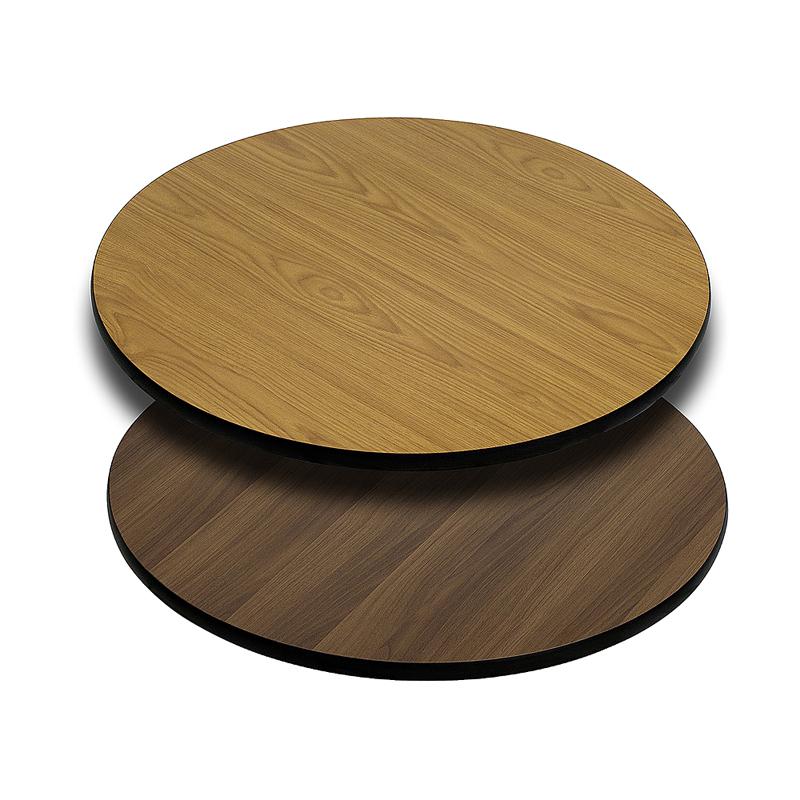 30" Round Table Top - Natural/Walnut Reversible Laminate