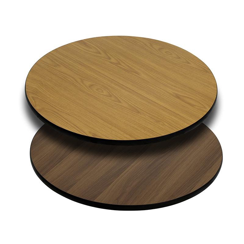 36- Round Table Top - Natural/Walnut Reversible Laminate