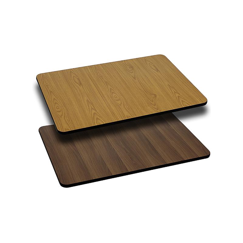 24- x 30- Rectangular Table Top - Natural/Walnut Reversible Laminate