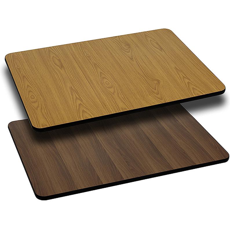 24- x 42- Rectangular Table Top - Natural/Walnut Reversible Laminate
