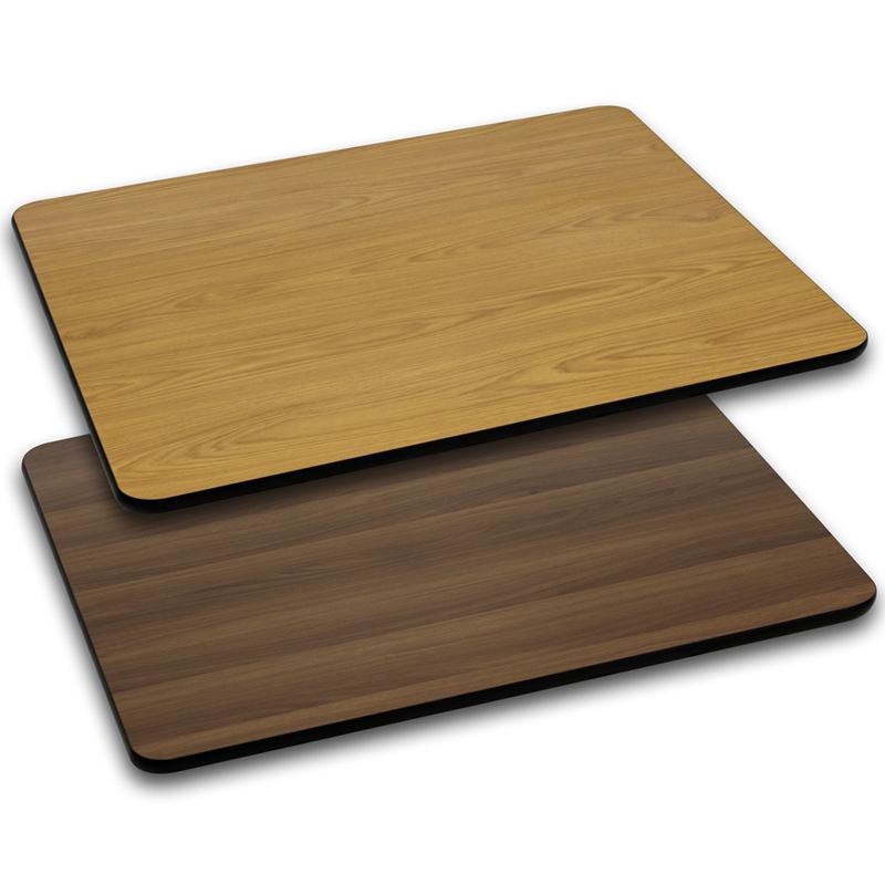 30- x 48- Rectangular Table Top - Natural/Walnut Reversible Laminate