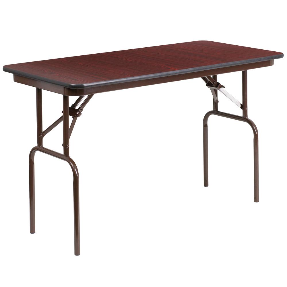 24- x 48- Rectangular Mahogany Laminate Folding Banquet Table