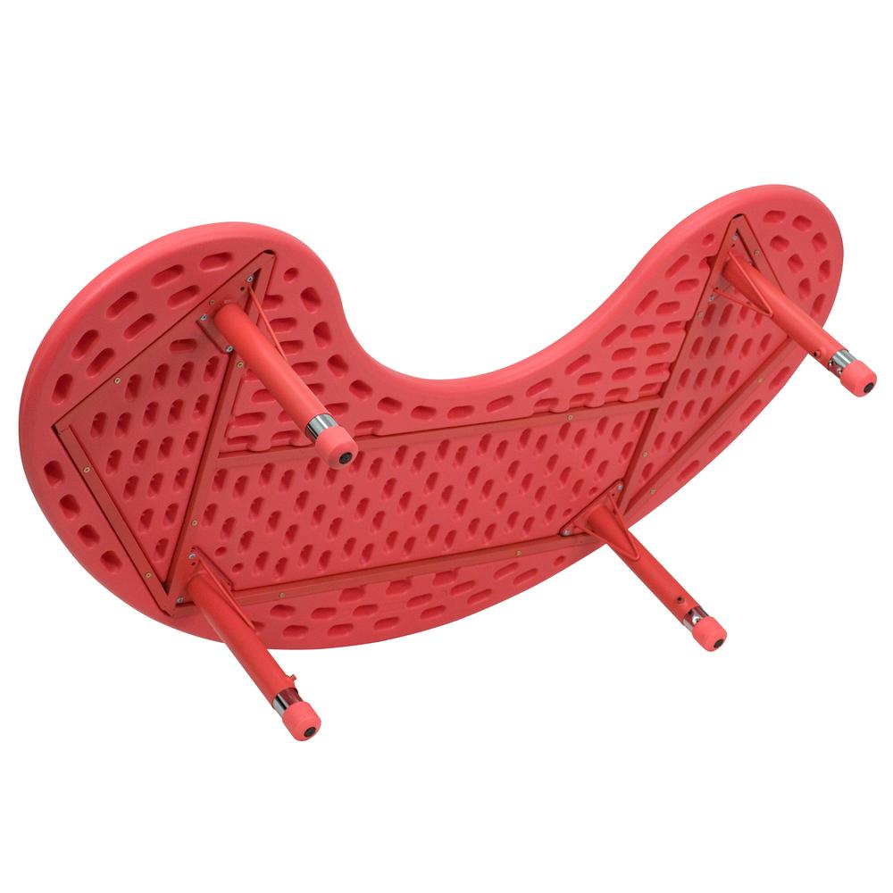 35''W X 65''L Half-Moon Red Plastic Height Adjustable Activity Table