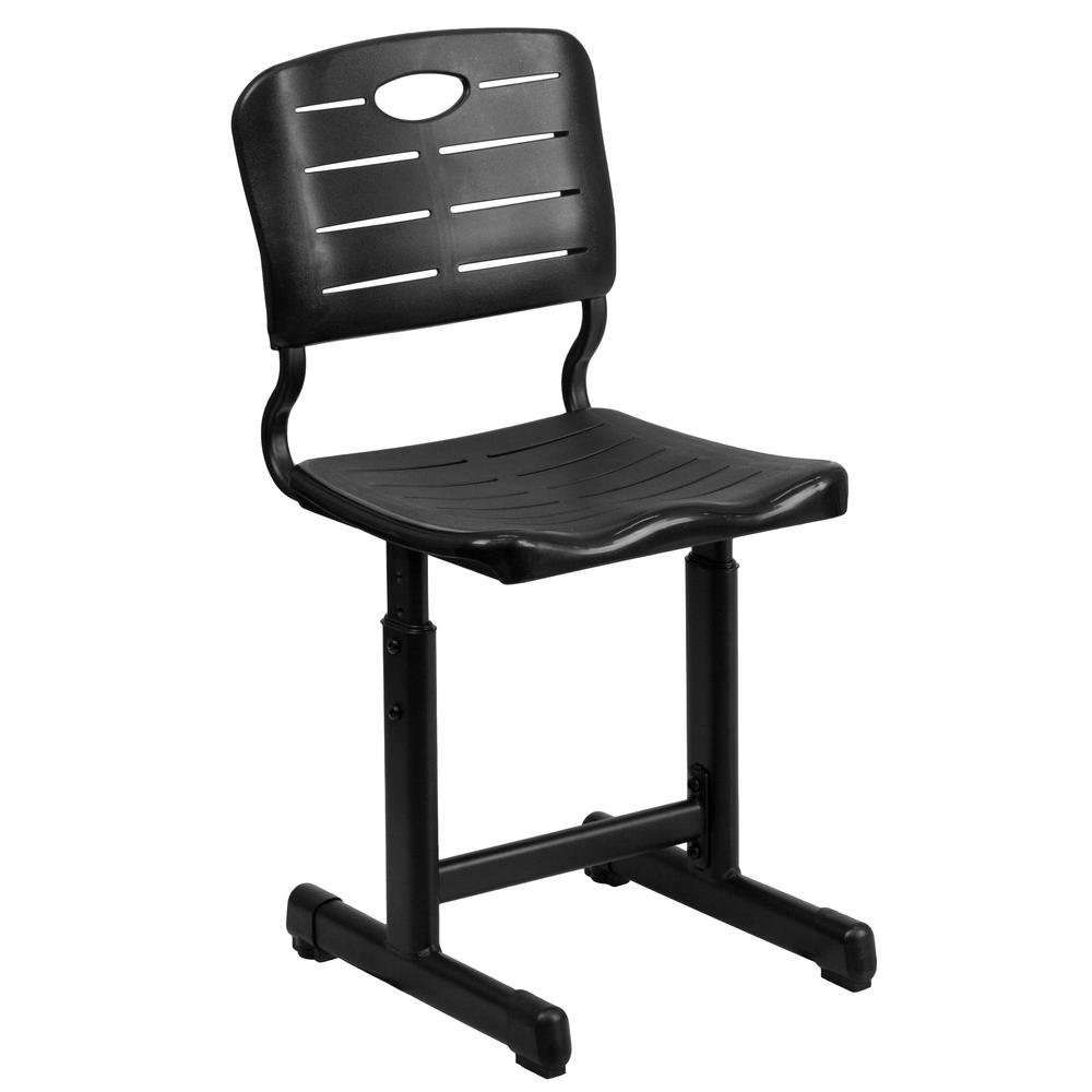 Black Student Chair with Adjustable Height and Pedestal Frame