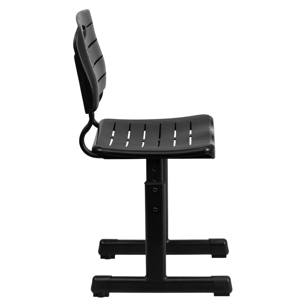 Black Student Chair with Adjustable Height and Pedestal Frame