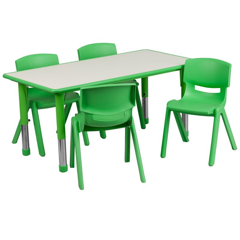 23.625-W x 47.25-L Green Plastic Activity Table Set with 4 Chairs