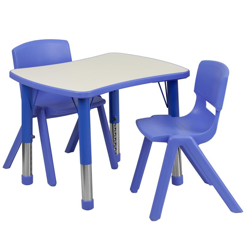 21.875-W x 26.625-L Blue Plastic Activity Table Set with 2 Chairs