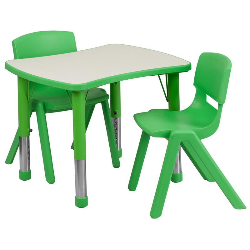 21.875-W x 26.625-L Green Plastic Activity Table Set with 2 Chairs