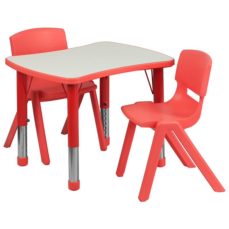 21.875-W x 26.625-L Red Plastic Activity Table Set with 2 Chairs