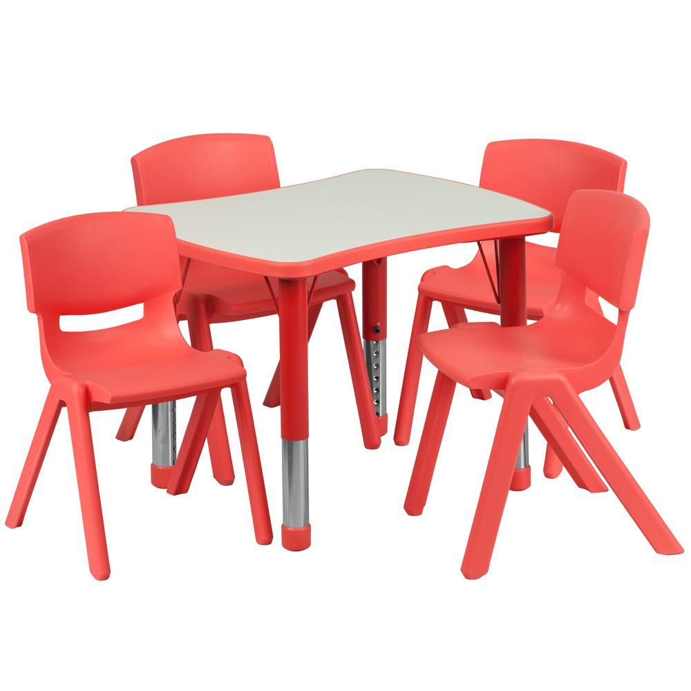 21.875-W x 26.625-L Red Plastic Activity Table Set with 4 Chairs