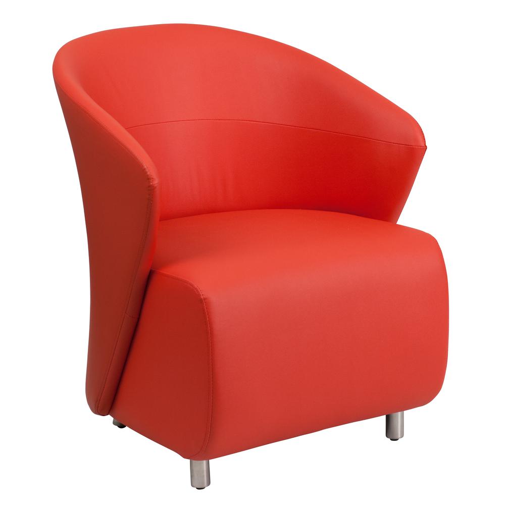 Red LeatherSoft Curved Barrel Back Lounge Chair