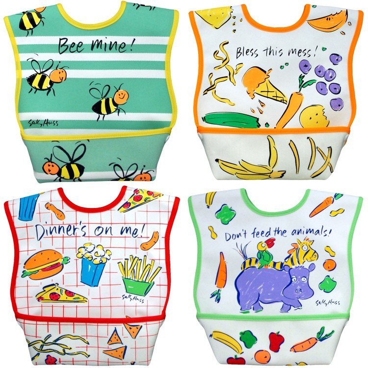 This is the image of Dexbaby Waterproof Dura-Bib Large with Patented Catch-All Pocket - 4-Pack