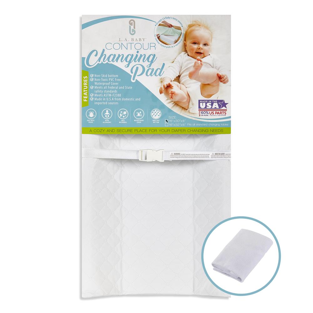 Image of [Combo Pack] Contoured Waterproof Diaper Changing Pad, 32" With Bonus Washable White Terry Cover