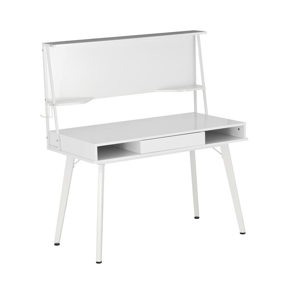 Image of Techni Mobili Study Computer Desk With Storage & Magnetic Dry Erase White Board, White