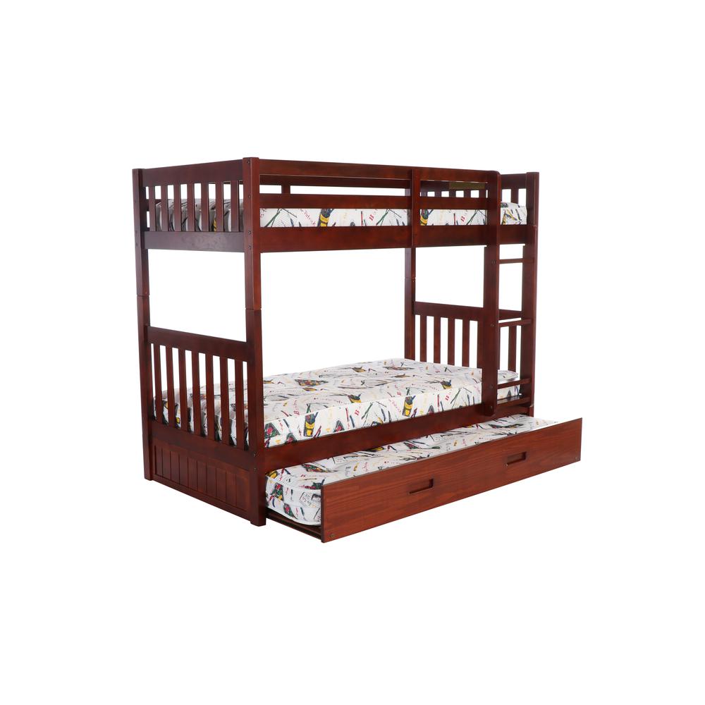 Image of Mission Twin Over Twin Bunk Bed With Roll Out Twin Trundle Bed