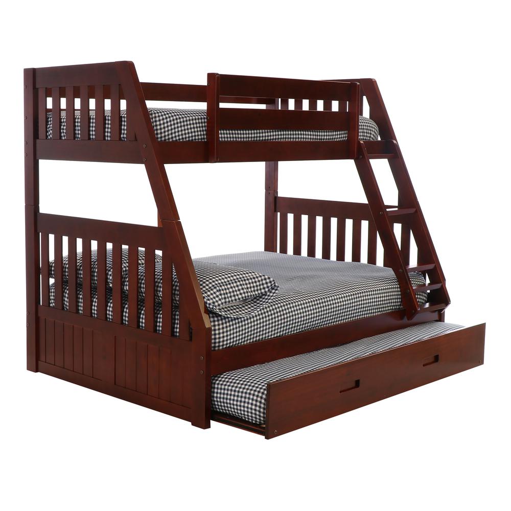 Image of Mission Twin Over Full Bunk Bed With Roll Out Twin Trundle Bed